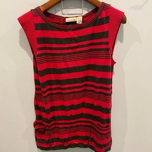 Dkny jeans raspberry and dark grey striped sweater